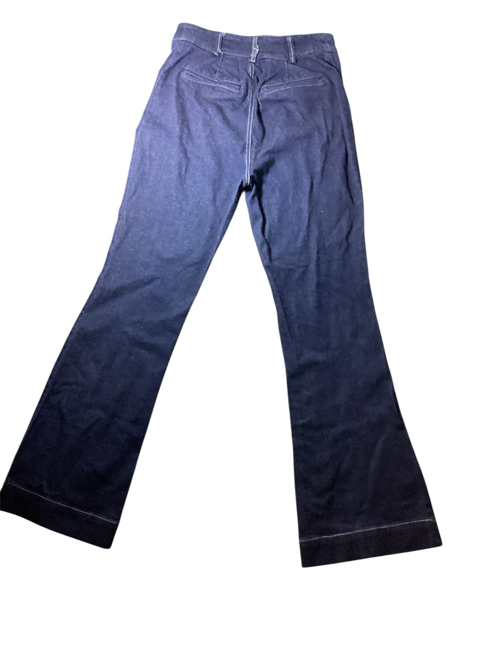Anthropologie Navy Wide-Leg High-Rise Jeans with Contrast Topstitching - Picture 2 of 5